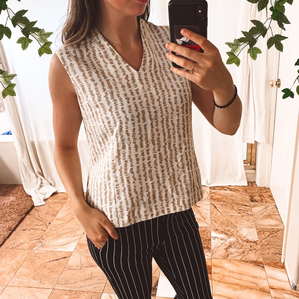 Talbots Professional Work Top Zipper Tank Cream 12